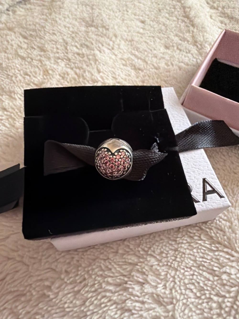 Pandora Heart Clip - red cz - vintage Pandora